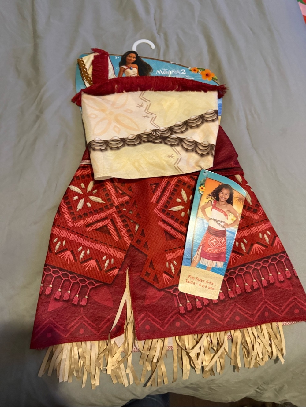 Disney Girls Red and Cream Moana Costume Dress
